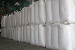 Baffled Bulk Bags stacked in warehouse